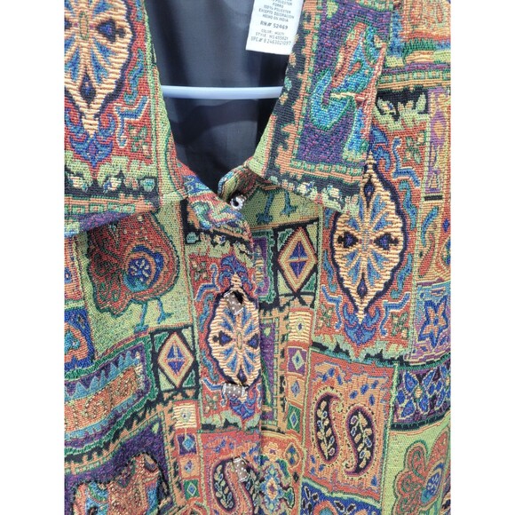 White Stag Jacket Art Deco‎ Style Tapestry Blazer Oversized Coat Sz 24 - Picture 14 of 16